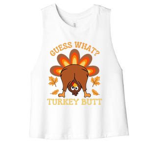 Funny Thanksgiving Guess What Turkey Butt Women's Racerback Cropped Tank