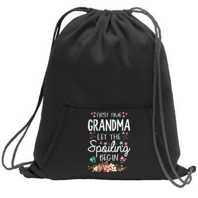 First Time Grandma Let The Spoiling Begin Grandmother Sweatshirt Cinch Pack Bag