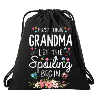 First Time Grandma Let The Spoiling Begin Grandmother Drawstring Bag