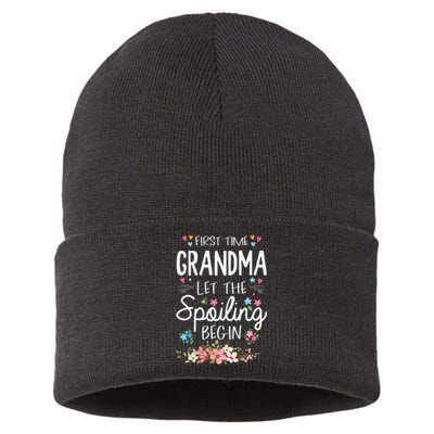 First Time Grandma Let The Spoiling Begin Grandmother Sustainable Knit Beanie