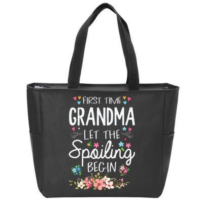 First Time Grandma Let The Spoiling Begin Grandmother Zip Tote Bag