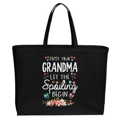 First Time Grandma Let The Spoiling Begin Grandmother Cotton Canvas Jumbo Tote