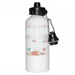 First Time Grandma Let The Spoiling Begin Grandmother Aluminum Water Bottle