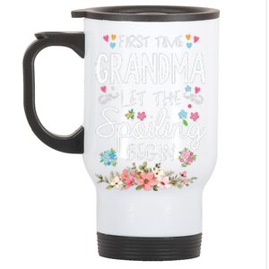 First Time Grandma Let The Spoiling Begin Grandmother Stainless Steel Travel Mug