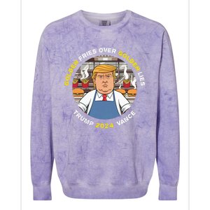 Funny Trump Golden Fries Over Golden Lies Trump Vance 2024 Colorblast Crewneck Sweatshirt