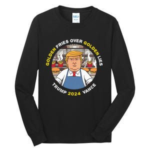 Funny Trump Golden Fries Over Golden Lies Trump Vance 2024 Tall Long Sleeve T-Shirt