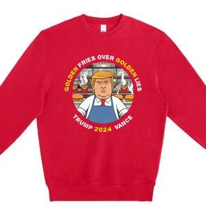 Funny Trump Golden Fries Over Golden Lies Trump Vance 2024 Premium Crewneck Sweatshirt