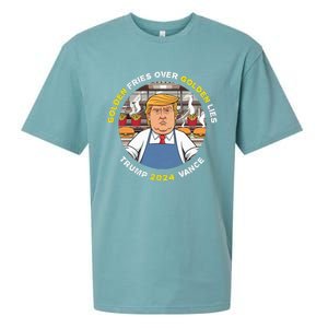 Funny Trump Golden Fries Over Golden Lies Trump Vance 2024 Sueded Cloud Jersey T-Shirt