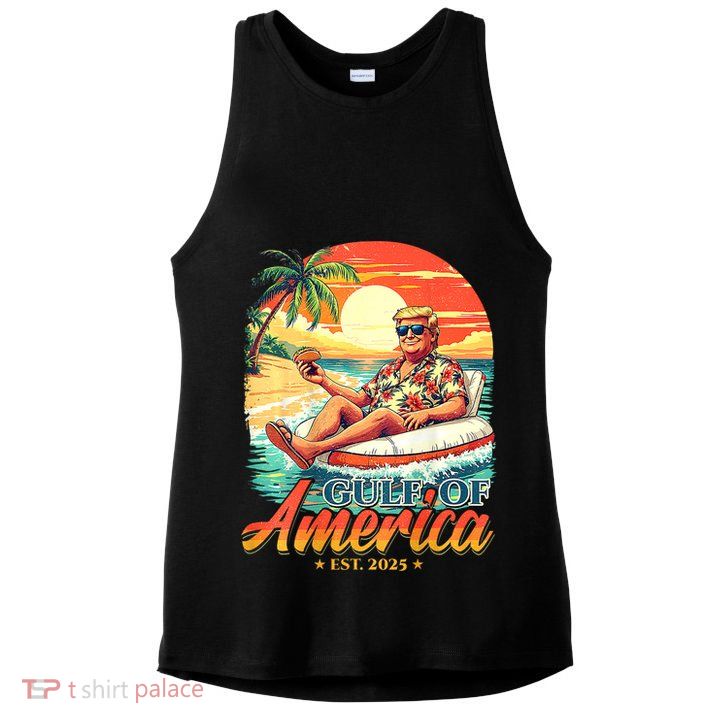 Funny Trump Gulf Of Us America Est 2025  Ladies PosiCharge Tri-Blend Wicking Tank