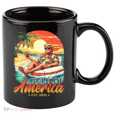 Funny Trump Gulf Of Us America Est 2025  11oz C Handle Ceramic Mug