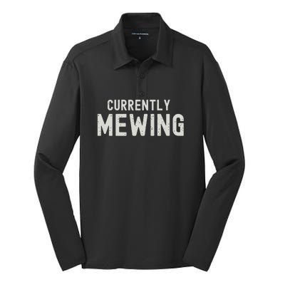 Funny That Go Hard Currently Mewing Silk Touch Performance Long Sleeve Polo