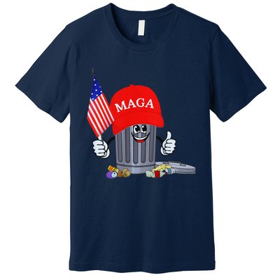 Funny Trump Garbage Can Cartoon Character American Flag Premium T-Shirt