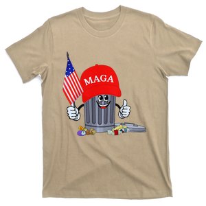 Funny Trump Garbage Can Cartoon Character American Flag T-Shirt