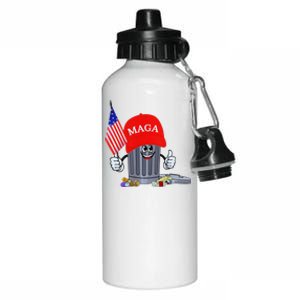 Funny Trump Garbage Can Cartoon Character American Flag Aluminum Water Bottle