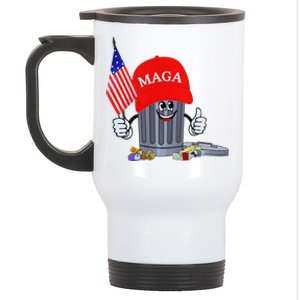 Funny Trump Garbage Can Cartoon Character American Flag Stainless Steel Travel Mug