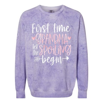 First Time Grandma Let the Spoiling Begin 1st Time New Colorblast Crewneck Sweatshirt