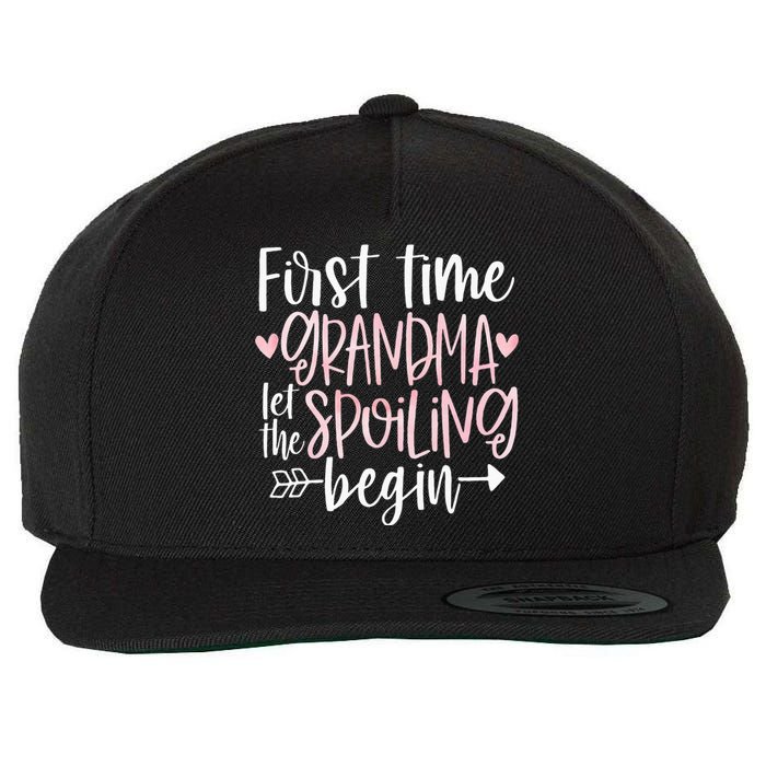 First Time Grandma Let the Spoiling Begin 1st Time New Wool Snapback Cap