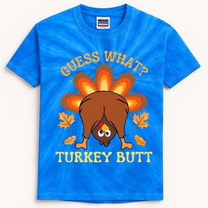 Funny Thanksgiving Guess What Turkey Butt Kids Tie-Dye T-Shirt