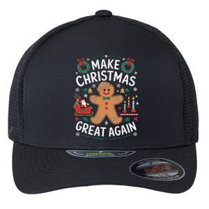 Funny Trump Gingerbread Man Make Christmas Great Again 2024 Flexfit Unipanel Trucker Cap