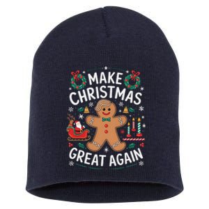 Funny Trump Gingerbread Man Make Christmas Great Again 2024 Short Acrylic Beanie