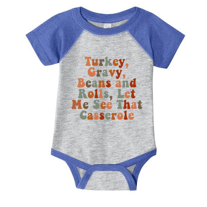 Funny Turkey Gravy Beans And Rolls Let Me See That Casserole Infant Baby Jersey Bodysuit