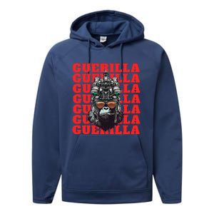 Funny tactical gorilla guerilla with night vision and helmet  Performance Fleece Hoodie