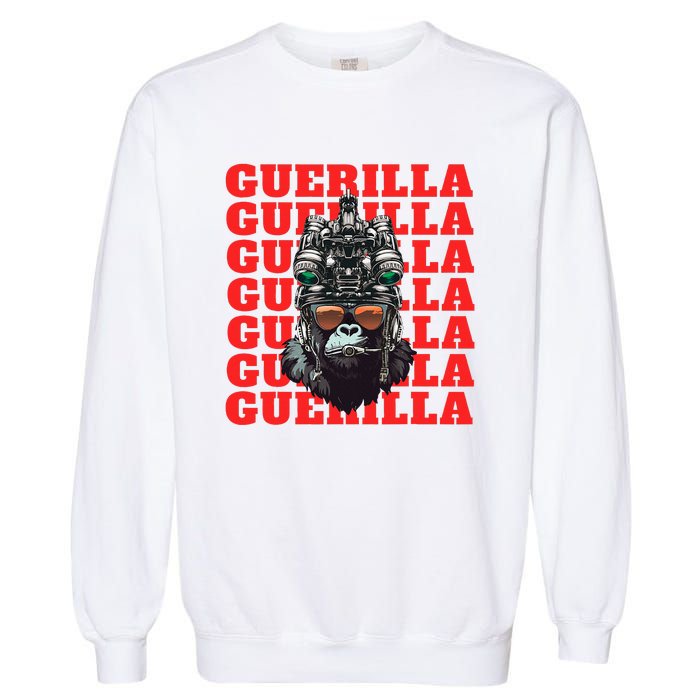 Funny tactical gorilla guerilla with night vision and helmet  Garment-Dyed Sweatshirt