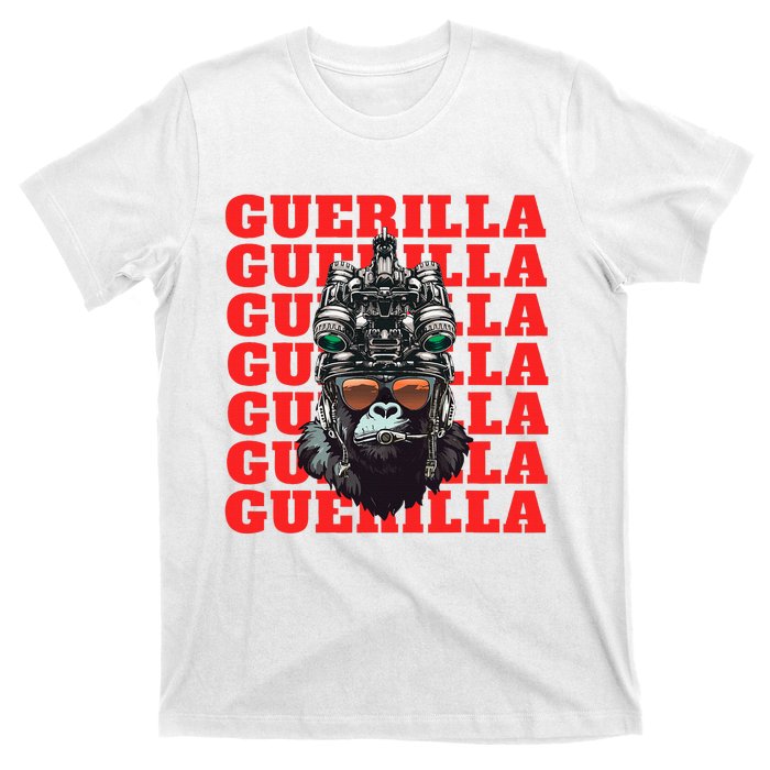 Funny tactical gorilla guerilla with night vision and helmet  T-Shirt