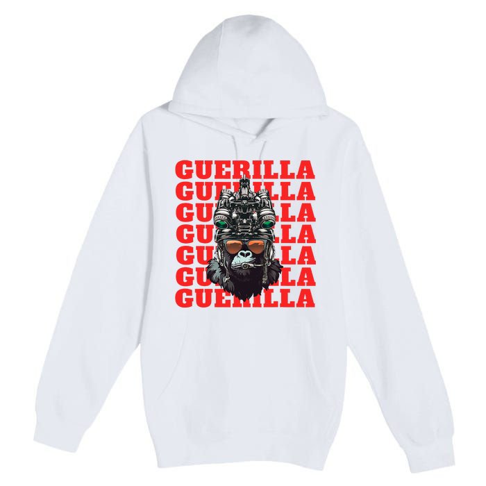 Funny tactical gorilla guerilla with night vision and helmet  Premium Pullover Hoodie