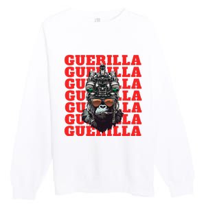 Funny tactical gorilla guerilla with night vision and helmet  Premium Crewneck Sweatshirt