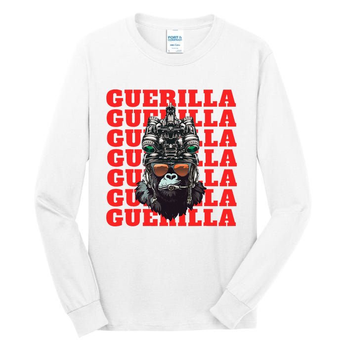 Funny tactical gorilla guerilla with night vision and helmet  Tall Long Sleeve T-Shirt