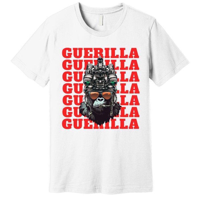 Funny tactical gorilla guerilla with night vision and helmet  Premium T-Shirt