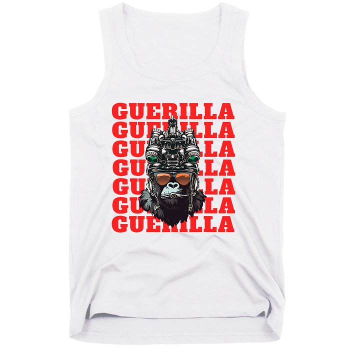 Funny tactical gorilla guerilla with night vision and helmet  Tank Top