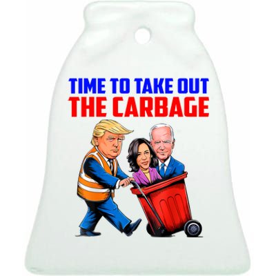 Funny Trump Garbage Time To Take Out The Garbage Election Ceramic Bell Ornament