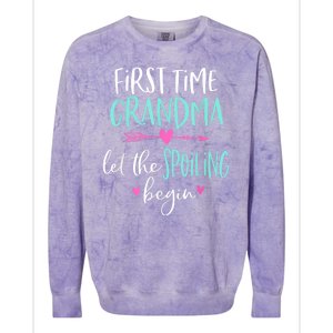 First Time Grandma Let The Spoiling Begin New 1st Time Colorblast Crewneck Sweatshirt