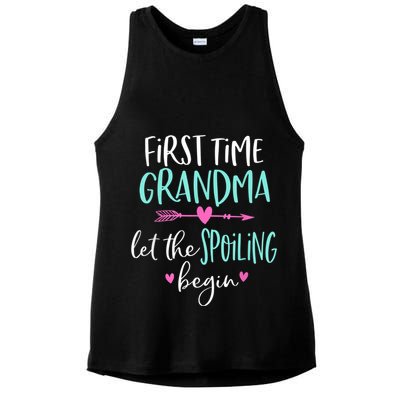 First Time Grandma Let The Spoiling Begin New 1st Time Ladies PosiCharge Tri-Blend Wicking Tank