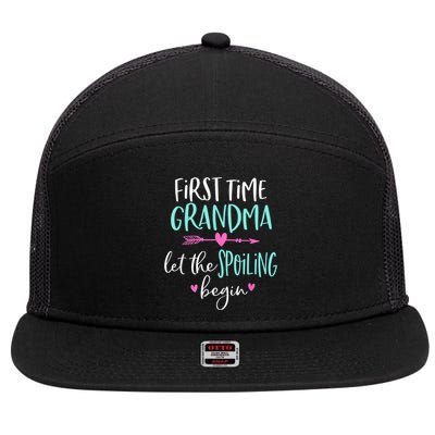 First Time Grandma Let The Spoiling Begin New 1st Time 7 Panel Mesh Trucker Snapback Hat
