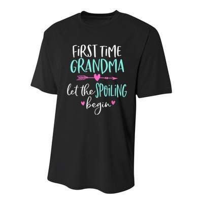First Time Grandma Let The Spoiling Begin New 1st Time Youth Performance Sprint T-Shirt