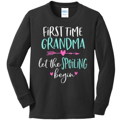 First Time Grandma Let The Spoiling Begin New 1st Time Kids Long Sleeve Shirt