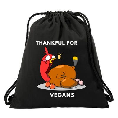 Funny Thanksgiving Gift / Thankful For Vegans Funny Gift Drawstring Bag