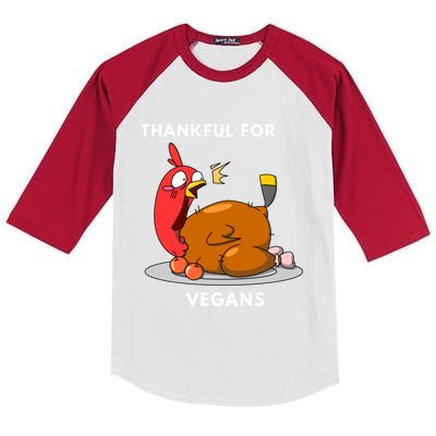 Funny Thanksgiving Gift / Thankful For Vegans Funny Gift Kids Colorblock Raglan Jersey