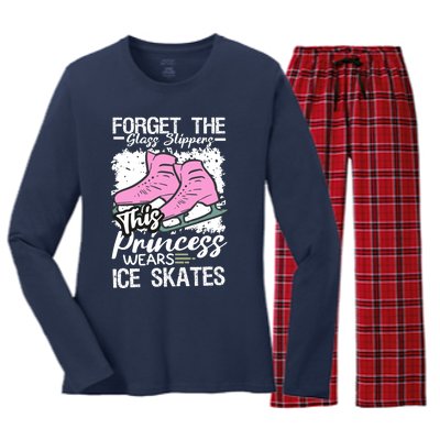 Forget The Glass Slippers This Princess Wear Ice Skate Women's Long Sleeve Flannel Pajama Set 