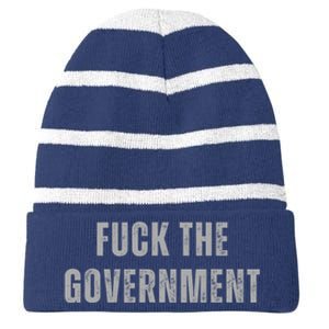 Fuck The Government Striped Beanie with Solid Band