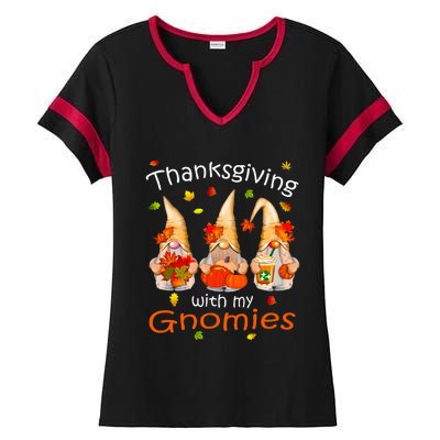 Funny Thanksgiving Gnome Gnomies Lover Ladies Halftime Notch Neck Tee