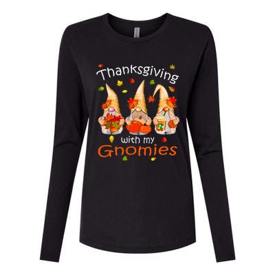 Funny Thanksgiving Gnome Gnomies Lover Womens Cotton Relaxed Long Sleeve T-Shirt