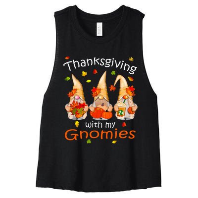 Funny Thanksgiving Gnome Gnomies Lover Women's Racerback Cropped Tank