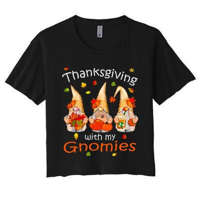 Funny Thanksgiving Gnome Gnomies Lover Women's Crop Top Tee