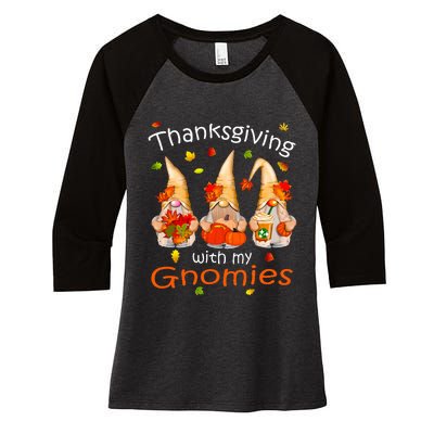 Funny Thanksgiving Gnome Gnomies Lover Women's Tri-Blend 3/4-Sleeve Raglan Shirt