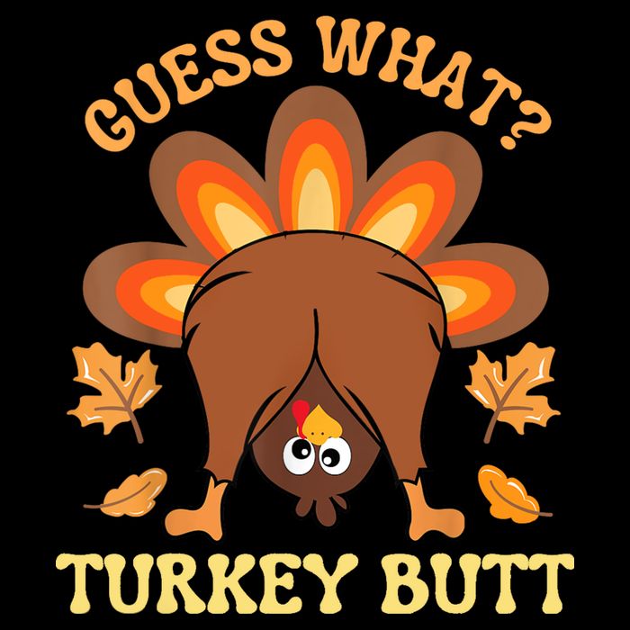 Funny Thanksgiving Guess What Turkey Butt Cooling Performance Long Sleeve Crew