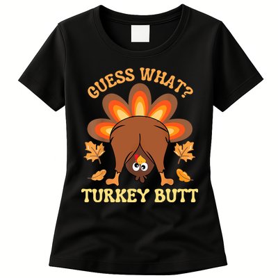 Funny Thanksgiving Guess What Turkey Butt Womens T-Shirt